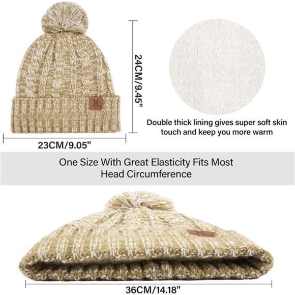 Winter Warm Beanie Hat Touchscreen Gloves Long Scarf Set  For Women main image 6
